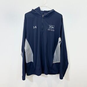 Under Armour Blue Collar Quarter Zip Hoodie Navy Grey Performance Men L
